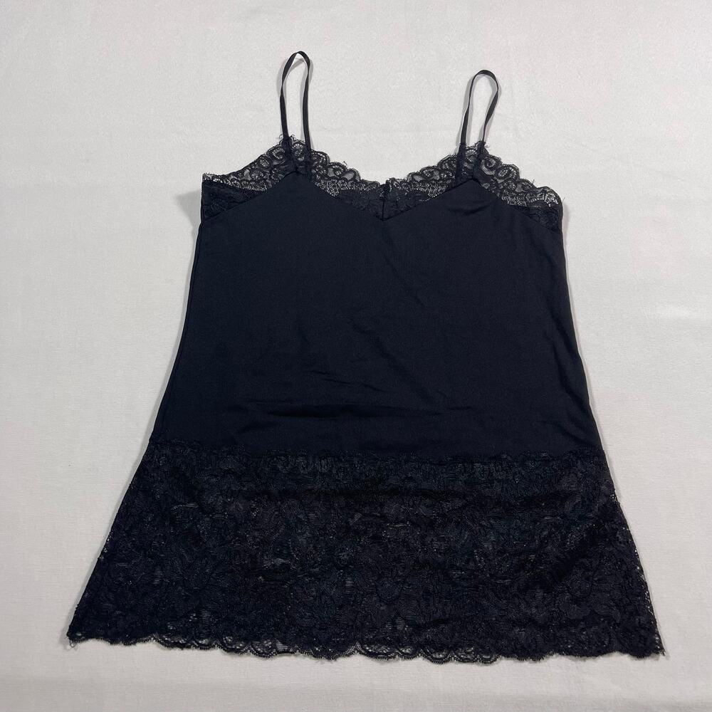 White House Black Market Black Lace Cami Tank Top Women’s Size S Satin Trim